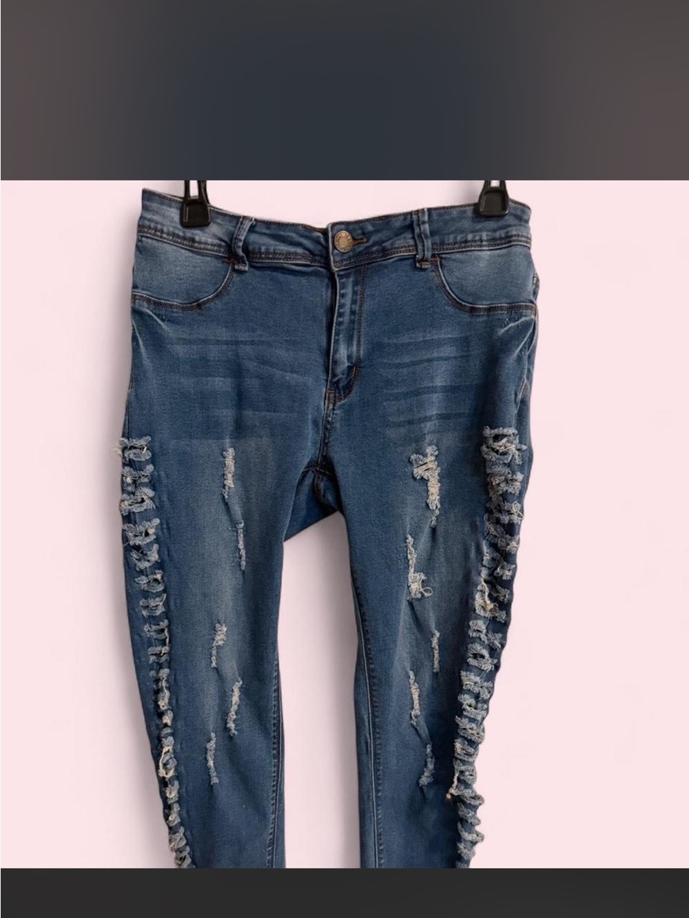 BAMBOO Distressed Dark Blue Women's Skinny Jeans